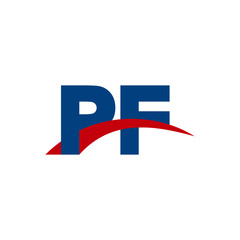 Fototapeta premium Initial letter PF, overlapping movement swoosh logo, red blue color