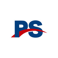 Initial letter PS, overlapping movement swoosh logo, red blue color