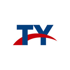 Initial letter TY, overlapping movement swoosh logo, red blue color