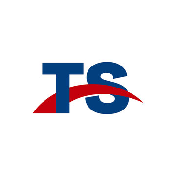 Initial letter TS, overlapping movement swoosh logo, red blue color