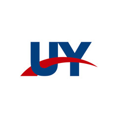 Fototapeta premium Initial letter UY, overlapping movement swoosh logo, red blue color