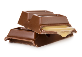 Closeup of broken chocolate bar