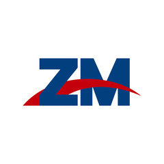 Initial letter ZM, overlapping movement swoosh logo, red blue color