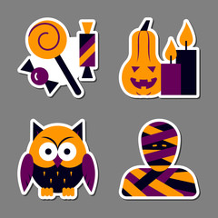 Halloween icon sticker set patchwork design