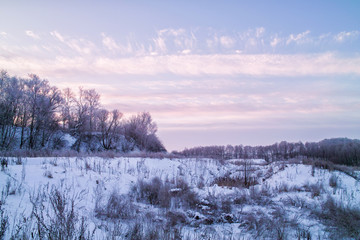 Beautiful winter sunset landscape