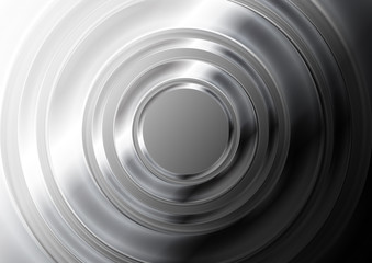 Obraz premium Black and white glossy metallic circles abstract background