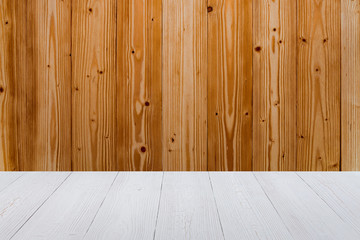 Dark wood background wall and floor. wooden texture for put product on top.