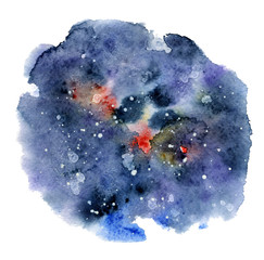 Watercolor night sky background, hand drawn watercolour texture