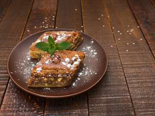 Baklava from natural ingredients. It's a very tasty dessert.