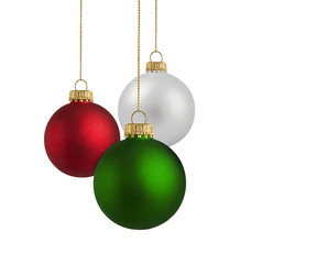 Christmas balls over white background