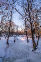 River on the frozen winter day