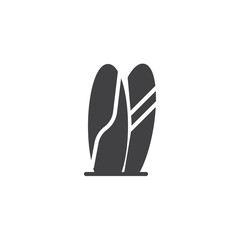 Surfboards icon vector, filled flat sign, solid pictogram isolated on white. Sea extreme sport symbol, logo illustration.