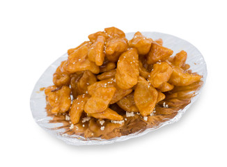 Chinese food. Caramelized pastries, clipping path.