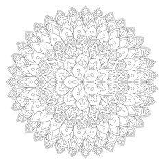 Outline Mandala for coloring book. Decorative round ornament.