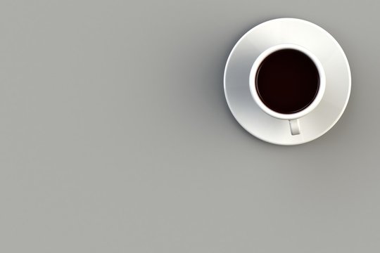 Morning coffee concept on gray background, Top view with copyspace for your text, 3D rendering © krung99
