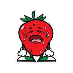 Cartoon Crying Strawberry Character