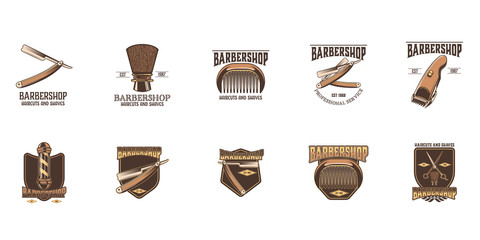 Barber shop vector logo set