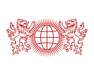 globe red lion emblem