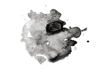 Fototapeta premium abstract black splashes on white watercolor paper. monochrome image.
