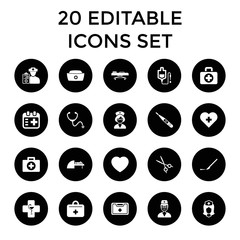 Doctor icons. set of 20 editable filled doctor icons