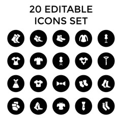 Garment icons. set of 20 editable filled garment icons