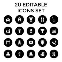Place icons. set of 20 editable filled place icons
