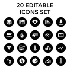 Data icons. set of 20 editable filled data icons