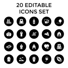 Linear icons. set of 20 editable filled linear icons