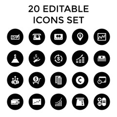 Finance icons. set of 20 editable filled finance icons