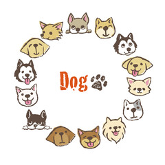 Obraz premium 犬の円形フレームデザイン カードデザイン