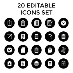 List icons. set of 20 editable filled list icons