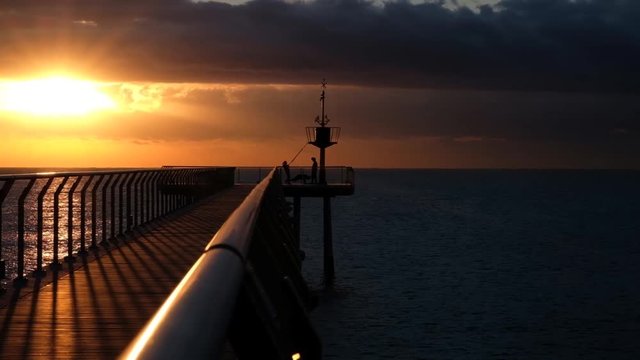Sunrise in the petroli bridge in Badalona