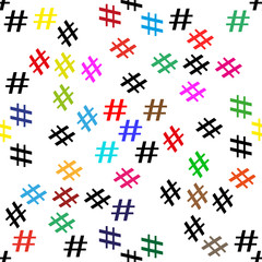 Hashtag icon seamless pattern. Hashtag random seamless pattern