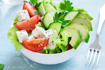 Vegetable salad with feta cheese