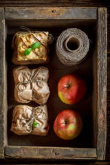 Delicious take away apple pie made of fresh fruits