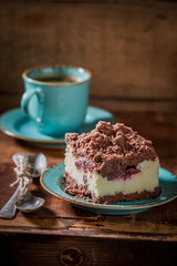 Delicious and homemade cheesecake served with coffee