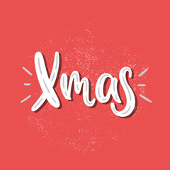 Vector hand drawn illustration. Merry christmas, xmas, holiday. Lettering.