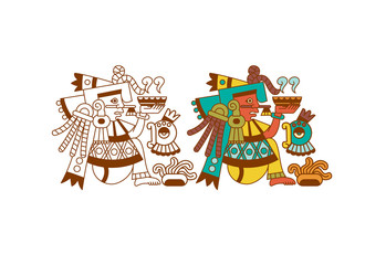 Aztec cacao pattern for chocolate package design. Vector illustration.