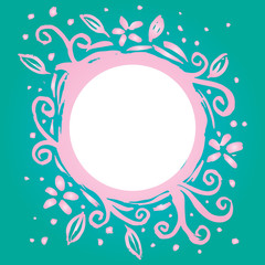 Circle frame with floral decorative.