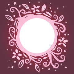 Circle frame with floral decorative.