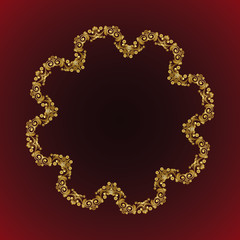 Vector vintage flower Mandala gold frame
