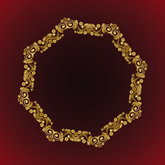 Vector vintage flower Mandala gold frame