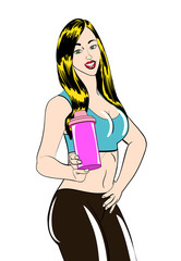 Sport girl in the style of comic books. Vector illustration.