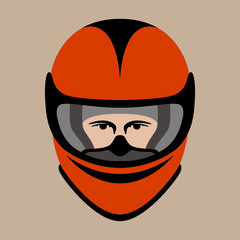 helmet motorcycle face vector illustration flat style front