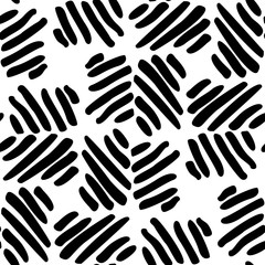 Black and White Seamless Hand Drawn Ethnic Pattern