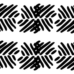 Black and White Seamless Hand Drawn Ethnic Pattern