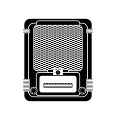 Flat style vintage radio logo isolated. Vector illustration.