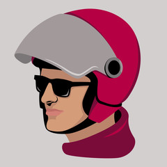 helmet motorcycle face vector illustration flat style