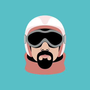 skier helmet face vector illustration flat style front