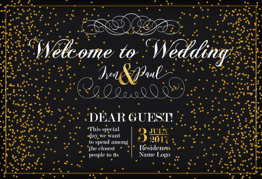 Wedding holiday invitation poster. Vector illustration.